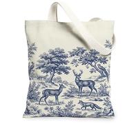 Borsa tote in tela da donna, con cervo rustico, con volpe autunnale, lavabile, riutilizzabile, idea per viaggi, lavoro, shopping, libreria, 33 x 38 cm