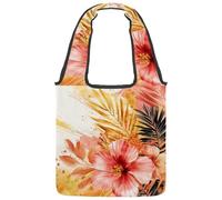Borsa tote in tela da donna, con fiori ad acquerello, narciso e campanule, borsa a tracolla riutilizzabile per la spesa, shopping e lavoro, Multicolore 09, 14.1x14.9in/36x38cm