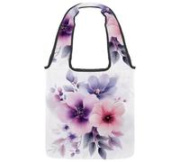 Borsa tote in tela da donna, con fiori ad acquerello, narciso e campanule, borsa a tracolla riutilizzabile per la spesa, shopping e lavoro, Multicolore 07, 14.1x14.9in/36x38cm