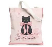 Borsa tote in tela da donna, con grazioso fiocco giocoso con cuori, nessuna pesca, lavabile, riutilizzabile, borsa per la spesa ideale per viaggi, attività all'aperto, giornata lavorativa, lettura, 33