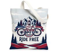 Borsa tote in tela da donna, con lanterna da montagna retrò e scritta "Independence", lavabile, riutilizzabile, estetica, ideale per viaggi, lavoro, shopping, libreria, 33 x 38 cm