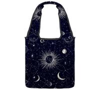 Borsa tote in tela da donna, con motivo astronautico, pianeti, stelle, astrologia, riutilizzabile, per fare la spesa, lavoro, Multicolore 01, 14.1x14.9in/36x38cm