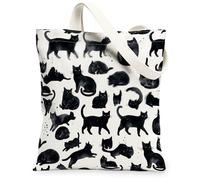 Borsa tote in tela da donna, con silhouette moderna e giocosa in posa nessuna, nera, lavabile, riutilizzabile, con grafica, borsa tote per lo shopping, nero, 13x15 Inch