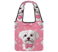Borsa tote in tela da donna, con simpatico motivo capibara con motivo cartoni animati, con regalo e cuori rossi, borsa a tracolla riutilizzabile per la spesa, shopping e lavoro, Multicolore 02