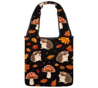 Borsa tote in tela da donna, con simpatico motivo capibara con motivo cartoni animati, con regalo e cuori rossi, borsa a tracolla riutilizzabile per la spesa, shopping e lavoro, Multicolore 03