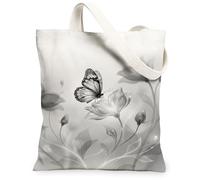 Borsa tote in tela da donna, elegante e minimalista, motivo floreale, non nera, lavabile, riutilizzabile, per tutti i giorni, idea per familiari, amici, colleghi, lettura, amore, 33 x 38 cm