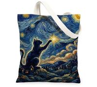 Borsa tote in tela da donna, fantasiosa artistica, cielo stellato, nessuna blu, lavabile, riutilizzabile, per tutti i giorni, idea per lo shopping, Blu, 13x15 Inch
