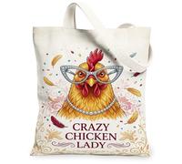 Borsa tote in tela da donna, fantasiosa collana di perle con occhiali da cartone animato, nessuna gialla, lavabile, riutilizzabile, piccola borsa tote per shopping, brunch parco, biblioteca, gite di