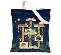 Borsa tote in tela da donna, fantasiosa e giocosa con piante lunari N/a blu navy, lavabile, riutilizzabile, borsa tote per mercato, idea per shopping, viaggi, ufficio, biblioteca, casual, 33 x 38 cm