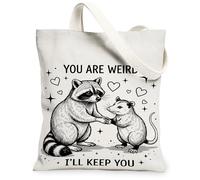 Borsa tote in tela da donna, fantasiosa giocosa con cuori opossum, nessuno nero, lavabile, riutilizzabile, per shopping, brunch, parco, biblioteca, gite di un giorno, 33 x 38 cm
