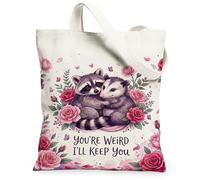 Borsa tote in tela da donna, fantasiosa giocosa con rose e farfalle, nessuna pesca, lavabile, riutilizzabile, per shopping, brunch park, biblioteca, gite di un giorno, 33 x 38 cm