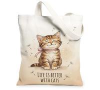Borsa tote in tela da donna, fantasiosa giocosa dente di leone nastro nessuno marrone lavabile riutilizzabile estetico tote bag idee per, Marrone, 13x15 Inch