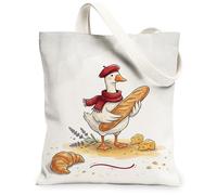 Borsa tote in tela da donna, fantasiosa giocosa pane croissant nessuno bianco lavabile riutilizzabile per tutti i giorni borse per shopping, bianco, 13x15 Inch