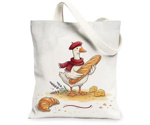 Borsa tote in tela da donna, fantasiosa giocosa pane croissant nessuno bianco lavabile riutilizzabile per tutti i giorni borse per shopping, bianco, 13x15 Inch
