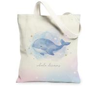 Borsa tote in tela da donna, fantasiosa, giocosa, stelle, bolle, nessuna blu, lavabile, riutilizzabile, idea per shopping, viaggi, ufficio, biblioteca, casual, 33 x 38 cm