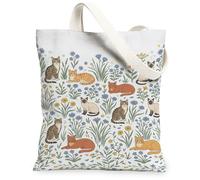 Borsa tote in tela da donna, fantasiosa natura, fiore, erba, verde primavera, lavabile, riutilizzabile, per tutti i giorni, idea per familiari, amici, colleghi, lettura amori, 33 x 38 cm