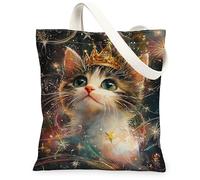 Borsa tote in tela da donna, fantasiosa stella reale fantasiosa, nessuna nera, lavabile, riutilizzabile, piccola borsa tote per lo shopping Brunc, nero, 13x15 Inch