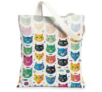 Borsa tote in tela da donna, giocosa colorata palla di pesce nessuno multicolore lavabile riutilizzabile piccola borsa tote idee per viaggi all'aperto giornata lavorativa lettura 33 x 38 cm