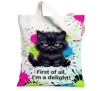 Borsa tote in tela da donna, giocosa moderna con schegge di stelle, nessuna nera, lavabile, riutilizzabile, idea per esterni, nero, 13x15 Inch