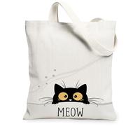 Borsa tote in tela da donna, giocoso casual, occhi e impronte di zampe, nessuna nera, lavabile, riutilizzabile, per tutti i giorni, per shopping, brunch parco, biblioteca, gite di un giorno, 33 x 38
