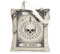 Borsa tote in tela da donna, mistica vintage, pianeti stelle, nessuna nera, lavabile, riutilizzabile, piccola borsa tote per shopping, brunch parco, biblioteca, gite di un giorno, 33 x 38 cm