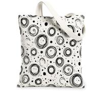 Borsa tote in tela da donna, moderna, astratta, a spirale, nessuna nera, lavabile, riutilizzabile, idea per patatine fritte di famiglia, nero, 13x15 Inch