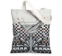Borsa tote in tela da donna, moderna e artistica a scacchiera, lavabile, riutilizzabile, per tutti i giorni, ideale per shopping, viaggi, ufficio, biblioteca, casual, 33 x 38 cm