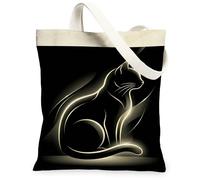 Borsa tote in tela da donna, moderna e minimalista, con ombra chiara, Halloween, nera, lavabile, riutilizzabile, per tutti i giorni, ideale per viaggi, attività all'aperto, giornata lavorativa