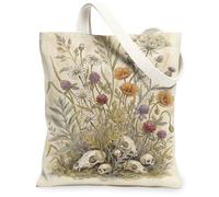 Borsa tote in tela da donna, motivo botanico vintage, margherite, papaveri, verde, lavabile, riutilizzabile, idea per shopping, viaggi, ufficio, biblioteca, casual, 33 x 38 cm