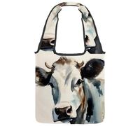Borsa tote in tela da donna, motivo cavallo estetico, riutilizzabile, borsa tote per la spesa, shopping lavoro, Multicolore 02, 14.1x14.9in/36x38cm