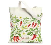 Borsa tote in tela da donna, motivo floreale botanico estivo, colore rosso, lavabile, riutilizzabile, idea per familiari, amici, colleghi, lettura di amori, 33 x 38 cm