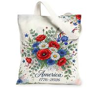 Borsa tote in tela da donna, motivo floreale patriottico, crisantemo, iris, estate, rosso, lavabile, riutilizzabile, estetica, per shopping, brunch, parco, biblioteca, gite di un giorno, 33 x 38 cm