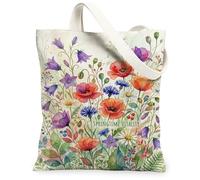 Borsa tote in tela da donna, motivo floreale primaverile, crisantemo, campana, rosso, lavabile, riutilizzabile, piccola borsa tote idea per shopping, viaggi, ufficio, biblioteca, casual, 33 x 38 cm