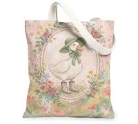 Borsa tote in tela da donna, motivo floreale primaverile fantasioso, stivali, primavera, pesca, lavabile, riutilizzabile, grafica, ideale per viaggi, attività all'aperto, giornata lavorativa, lettura