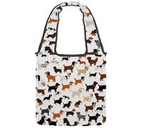 Borsa tote in tela da donna, motivo girasoli carini, senza cuciture, riutilizzabile, borsa tote per la spesa, shopping e lavoro, Multicolore 06, 14.1x14.9in/36x38cm