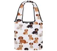 Borsa tote in tela da donna, motivo girasoli carini, senza cuciture, riutilizzabile, borsa tote per la spesa, shopping e lavoro, Multicolore 10., 14.1x14.9in/36x38cm