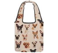 Borsa tote in tela da donna, motivo girasoli carini, senza cuciture, riutilizzabile, borsa tote per la spesa, shopping e lavoro, Multicolore 02, 14.1x14.9in/36x38cm