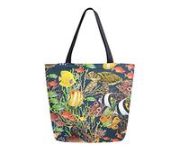 Borsa tote in tela da donna, Ocean Sea Life Animal Turtle Fish Borsa a tracolla grande casual Borsa per la spesa Borse per la spesa