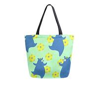 Borsa tote in tela da donna, orsetti carini fiori gialli brillanti borsa a tracolla grande casual borse per la spesa borse per la spesa