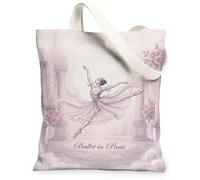 Borsa tote in tela da donna, romantiche rose vintage colonne primavera lavanda lavabile riutilizzabile borse per la spesa per shopping, brunch parco, biblioteca, gite di un giorno, 33 x 38 cm