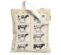 Borsa tote in tela da donna, rustica, linea floreale, arte N/A beige, lavabile, riutilizzabile, idea per familiari, amici, colleghi, lettura di amori, 33 x 38 cm