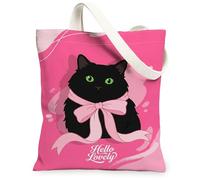 Borsa tote in tela da donna, simpatica e giocosa con testo con fiocco, nessuna pesca, lavabile, riutilizzabile, idea per viaggi, attività all'aperto, giornata lavorativa, lettura, 33 x 38 cm