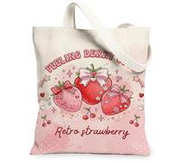 Borsa tote in tela da donna, stile retrò, giocoso con fiocco, cuore, pesca estiva, lavabile, riutilizzabile, estetica, idea per viaggi all'aperto, giornata lavorativa, lettura, 33 x 38 cm