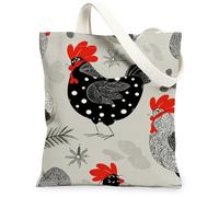 Borsa tote in tela da donna, stile rustico a pois con foglie raccolte nero lavabile riutilizzabile per tutti i giorni, idea per familiari, amici, colleghi, lettura di amori, 33 x 38 cm