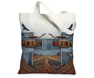 Borsa tote in tela da donna, stile rustico occidentale, con aquila, senza marrone, lavabile, riutilizzabile, per shopping, brunch, parco, biblioteca, gite di un giorno, 33 x 38 cm