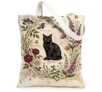 Borsa tote in tela da donna, vintage, botanica, rosa, farfalla, primavera, verde, lavabile, riutilizzabile, estetica, idea per familiari, amici, colleghi, lettura di amori, 33 x 38 cm