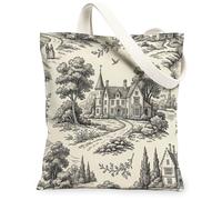 Borsa tote in tela da donna, vintage, rustica, sentiero con alberi N/a nero, lavabile, riutilizzabile, idea per familiari, amici, colleghi, lettura di amori, 33 x 38 cm