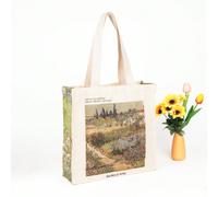 Borsa tote in tela d'arte dipinta ad olio di Van Gogh per donne e ragazze riutilizzabile, borsa pieghevole di grande capacità per lo shopping libero dotata di capacità di impressione di Claude Monet a