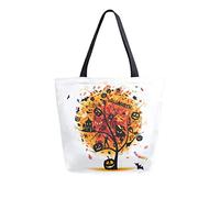 Borsa tote in tela di Halloween Tree Night Punpkin House Borsa a tracolla casual da donna Borsa della spesa grande riutilizzabile