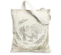 Borsa tote in tela di tacchino, rustica, fantasiosa, con foglie di grano e grano, per il Ringraziamento, per tutti i giorni, 33 x 38 cm, Crema, 13x15 Inch